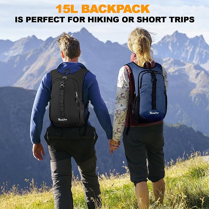 Seektop 20L Small Hiking Backpack for Women Men, Lightweight Hiking Packable Daypack with Phone Pocket for Travel Camping (Dark Blue, 20L)