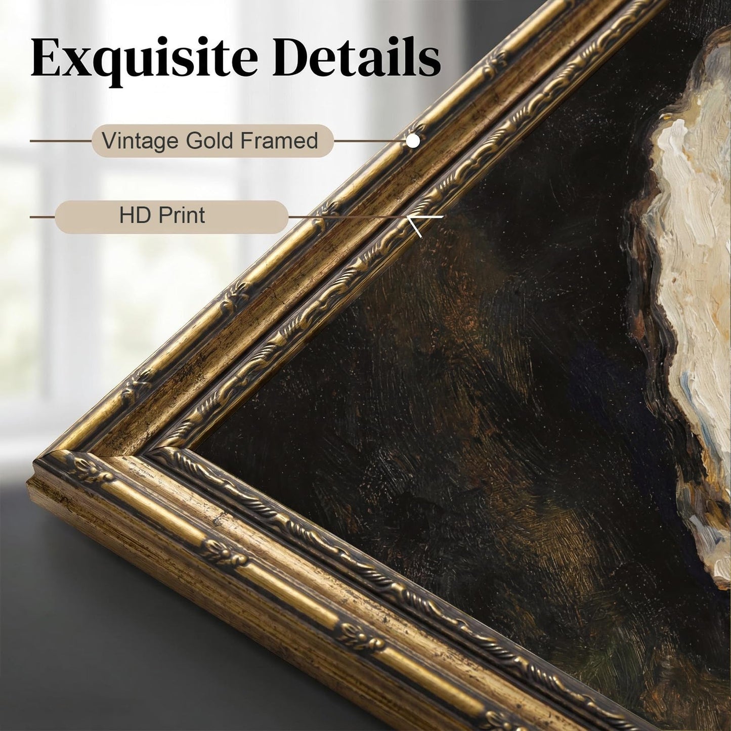 Gold Framed Wall Art Classical Pearl Oyster Painting for Kitchen Countertop Decor French Country Still Life Picture Ornate Framed Canvas Artwork for Dining Room 8x10 Inch