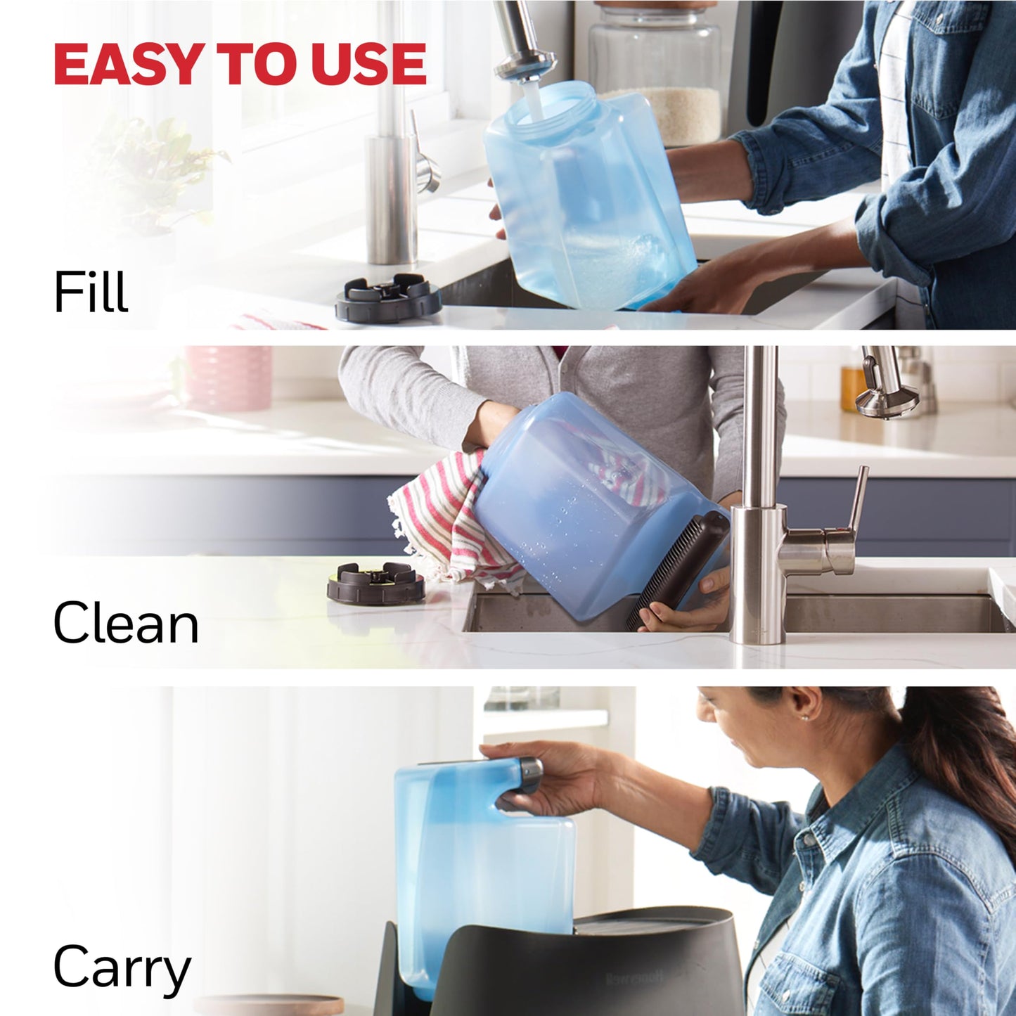 Honeywell Cool Moisture Humidifiers for Bedroom, Medium Rooms, 1.1 Gallon, Invisible Moisture Humidifier for Baby, Kids, Quiet, Easy to Clean, UV Technology, Black, HCM350B
