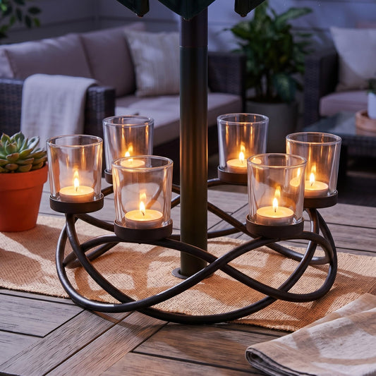 Seraphic Centerpieces for Tables, Votive Candle Holder, 6-Cup, Black/Clear