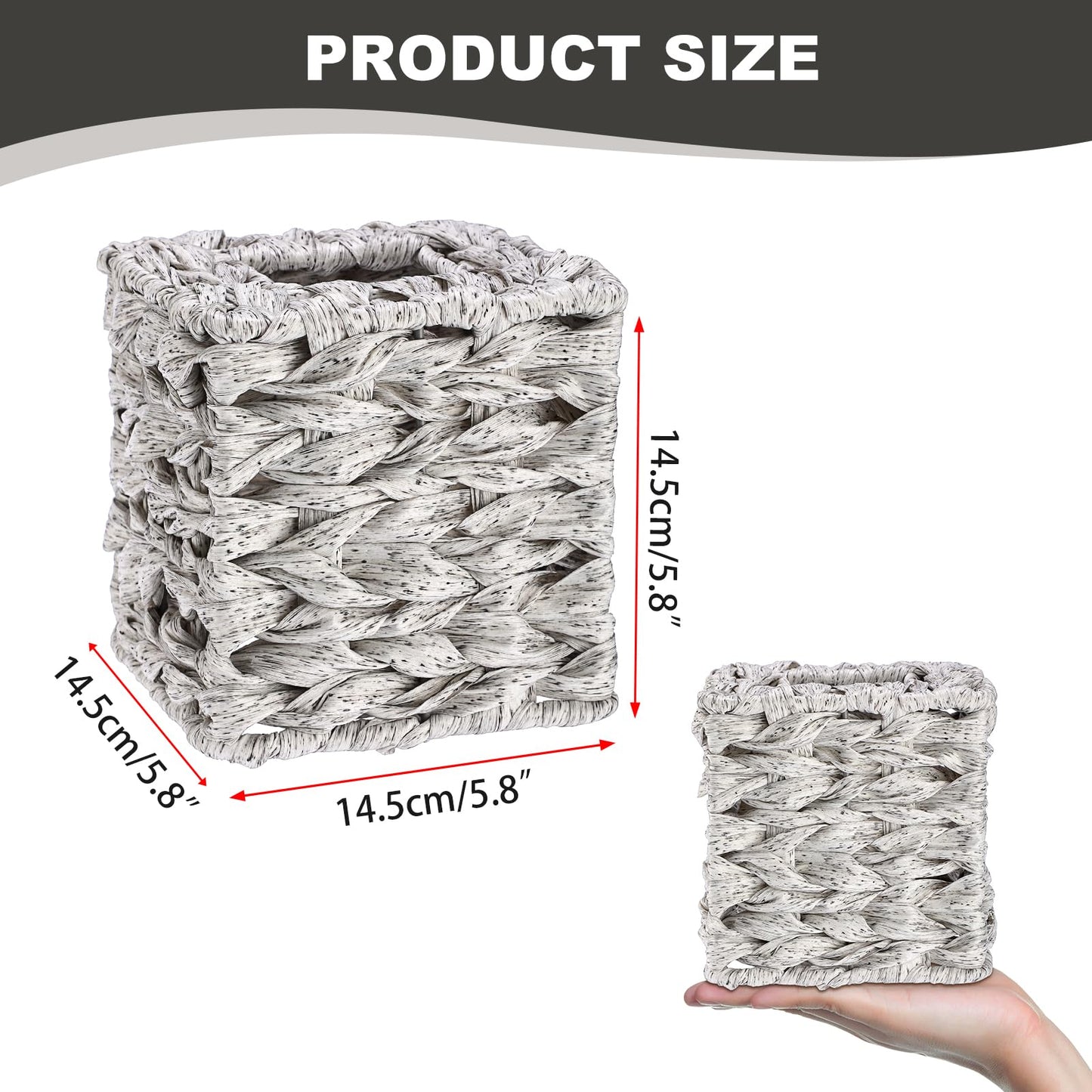 Sumnacon Wicker Tissue Box Cover, Square Tissue Box Holder, Hand Woven Facial Tissues Dispenser, Decorative Boho Tissue Box Organizer for Bathroom Bedroom Kitchen Office Table Desk Counter