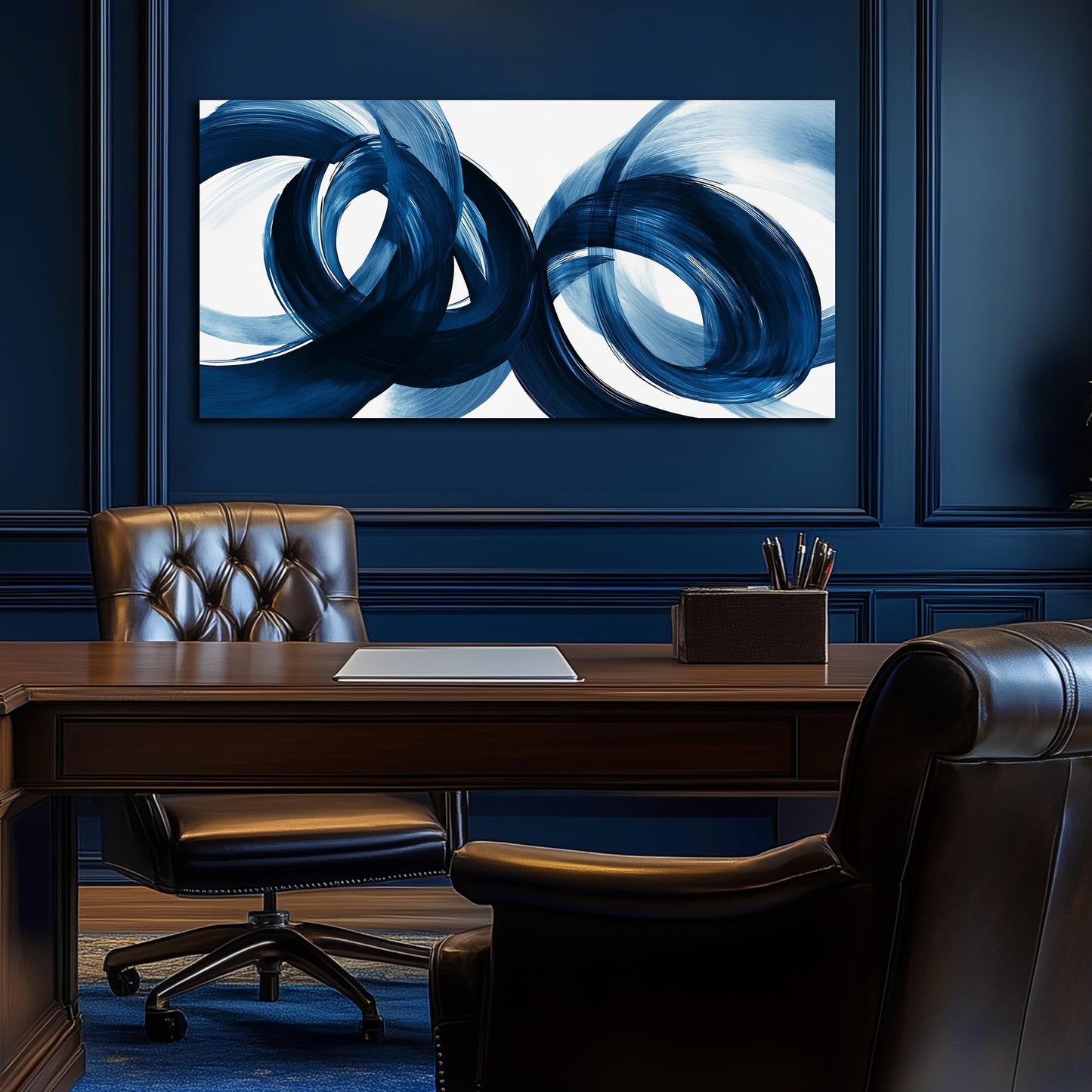 MXUNYZ Blue Abstract Canvas Wall Art Bedroom Modern Minimalist Wall Decor