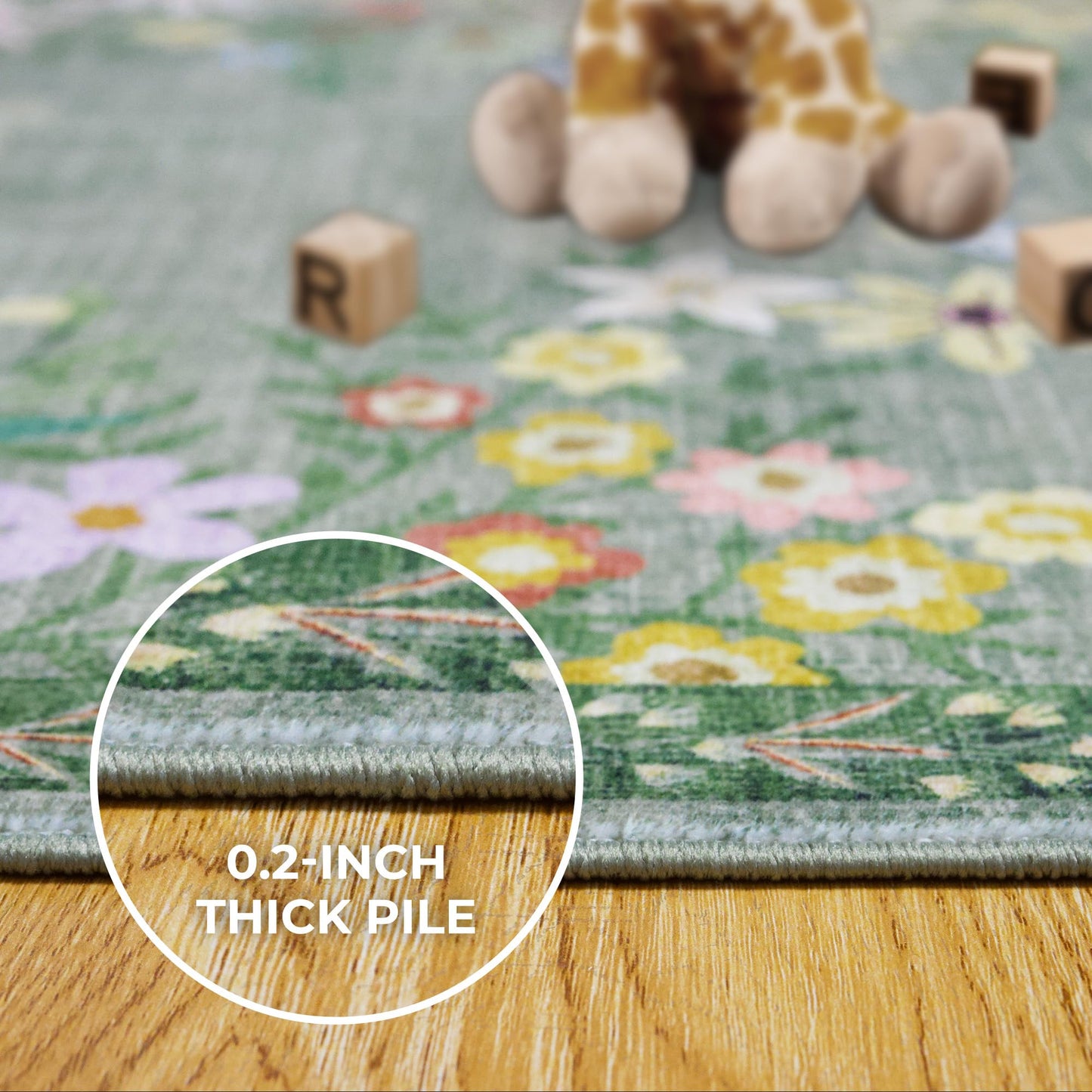 KUEAO 2x6 Kitchen Runner Rug for Hallway, Washable Runner Rug with Non Slip Backing, Low Pile Soft Boho Floral Carpet for Kitchen Hallway Entryway Laundry Bedroom 24x72 Inch Green