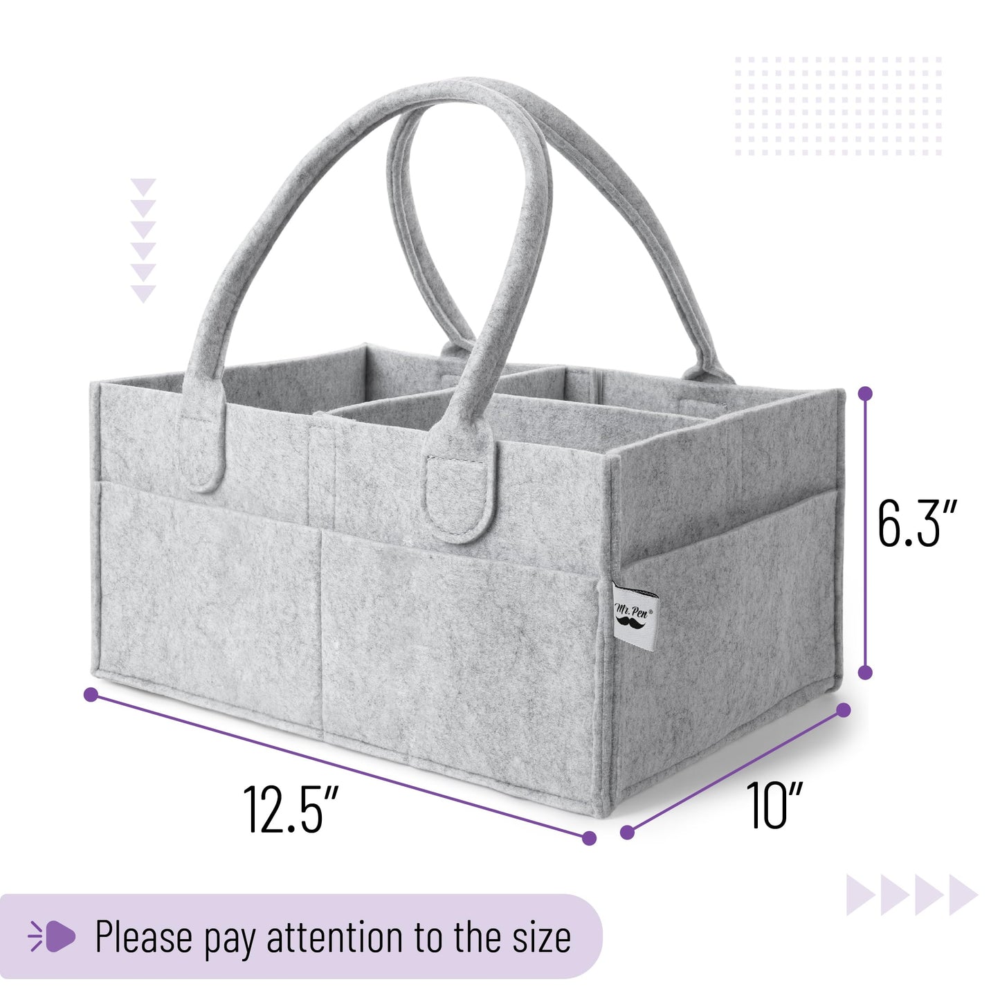 Mr. Pen- Baby Diaper Caddy Organizer, Gray, Medium