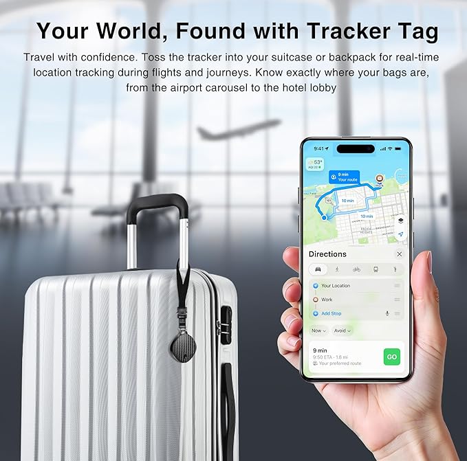 Air Tracker Tags - 2 Pack, Smart Bluetooth Tracker Tag & Finder Item Locators Works with Apple Find My, 100dB Sound, Item Finder for Keys, Bags, Luggage, Wallet, Backpack, Pet(iOS Only)