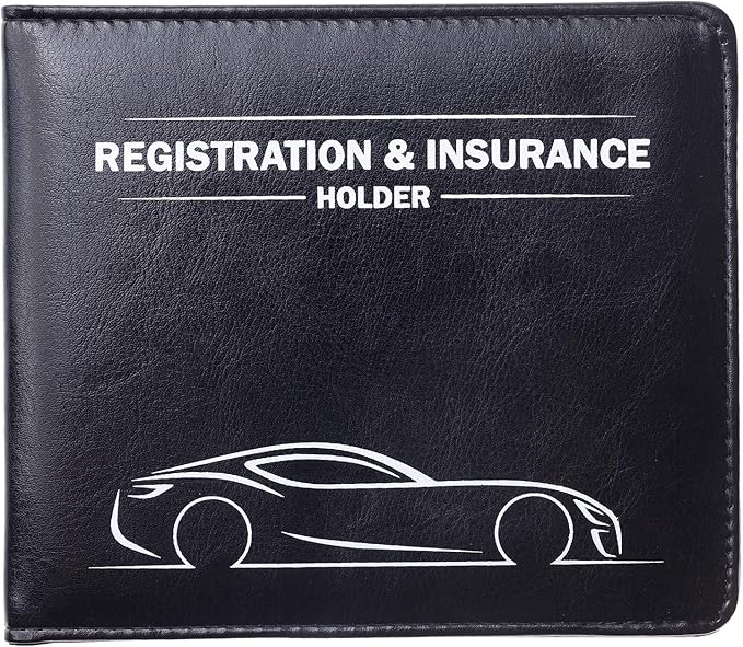 CANOPUS Car Registration & Insurance Holder with Magnetic Closure, Vehicle Document Organizer, Auto Glove Box Wallet, Includes 2 EZ Pass Strip Sets – Car