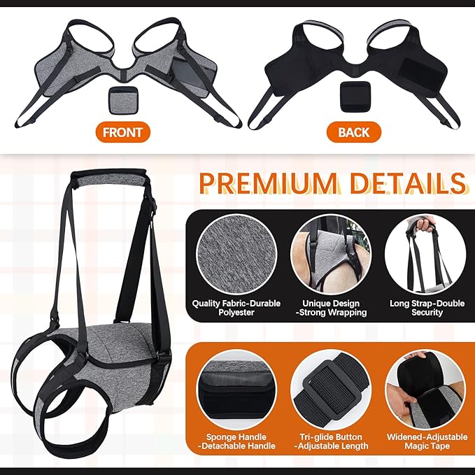 ROZKITCH Dog Lift Harness, Pet Rear Support Aid Veterinarian Approved Sling for Old K9 Help with Poor Stability, Back Leg Hip Disabled Joint Injury Elderly Arthritis ACL Rehabilitation Rehab Grey XL