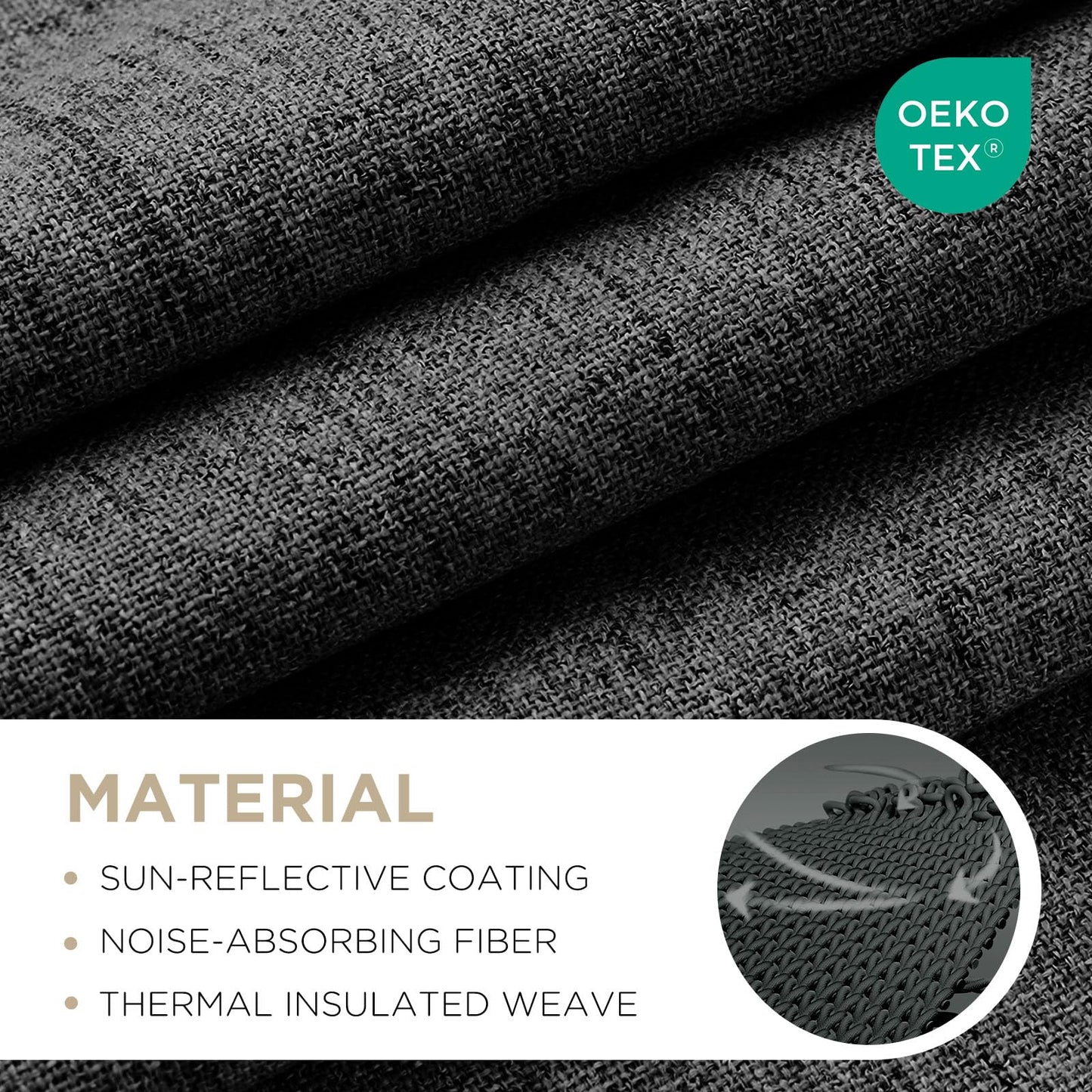 Joydeco Blackout Curtains for Bedroom - 72 Inch Long 100% Light Blocking 2 Panels Set Black Drapes, Thermal Insulated Room Darkening Curtains, Linen Textured for Living Room, Rod Pocket & Back Tabs