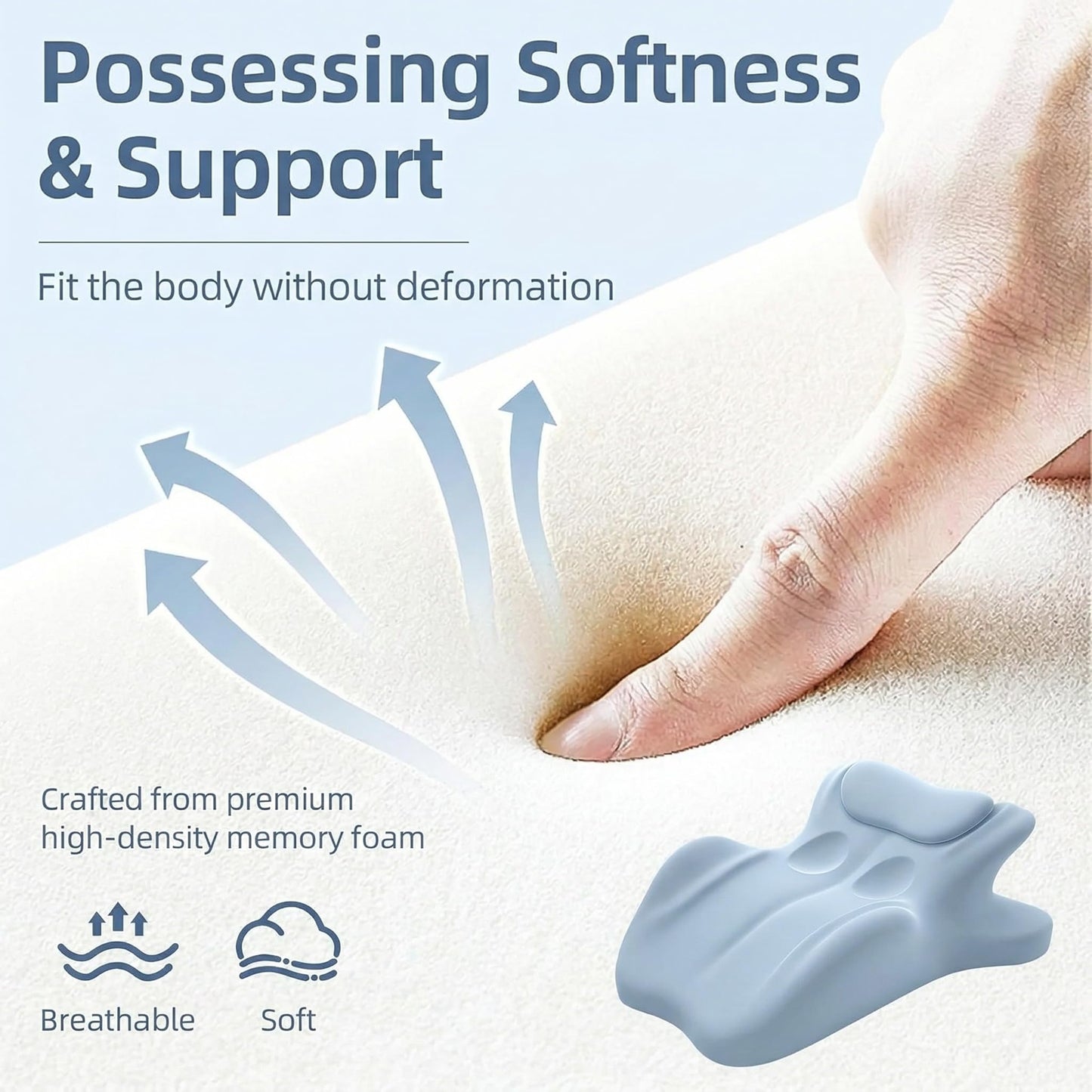 LizhSynergy Contoured Support Ergonomic, Memory Foam Wedge Pillow, 27° Angled Support for Waist and Neck, Multi-Position Support Pillow (Blue)