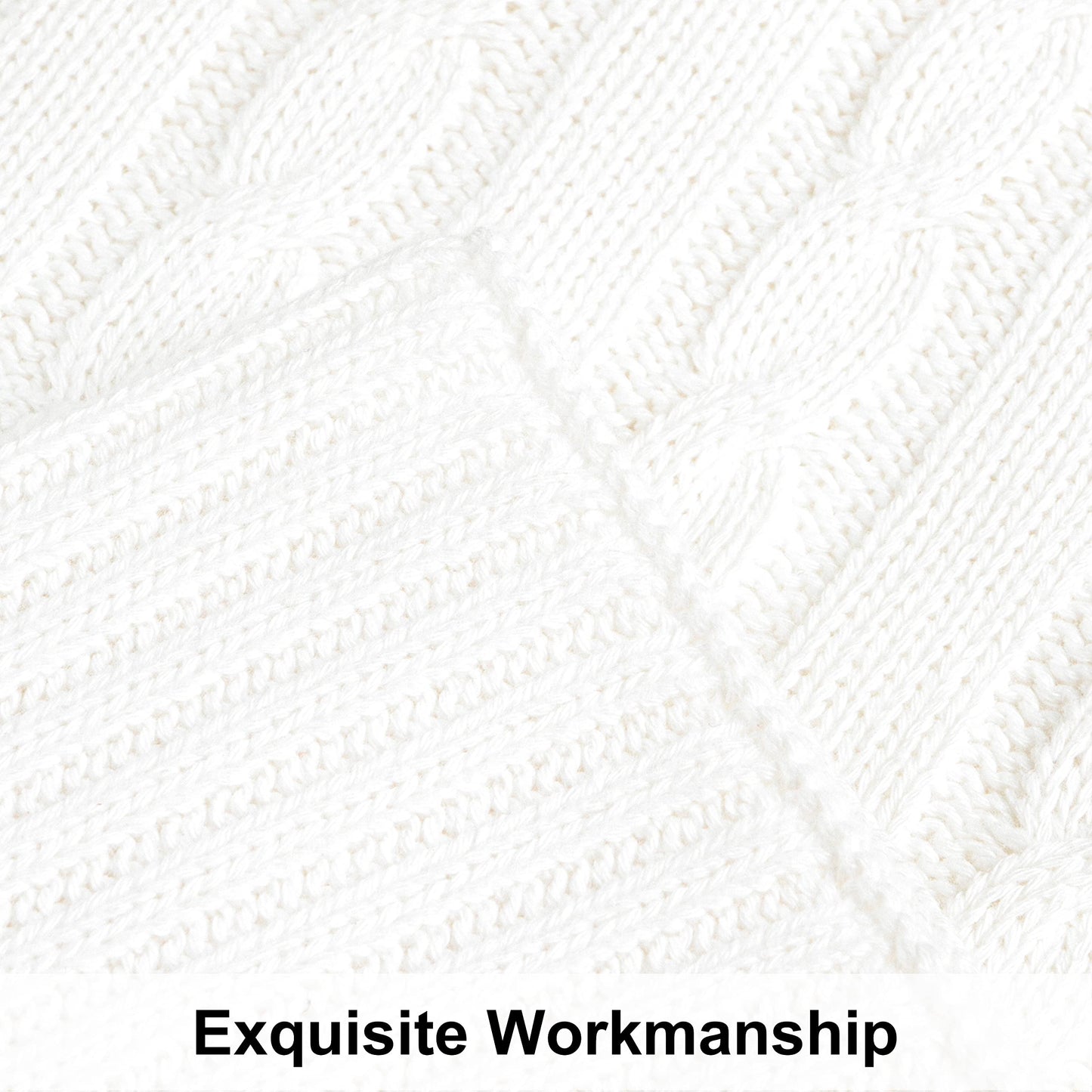 NTBAY 100% Pure Cotton Cable Knit Throw Blanket, Super Soft Warm 51x67 Knitted Throw Blanket for Couch, Sofa, Chair, Bed - Extra Cozy, Machine Washable, Comfortable Home Decor, White
