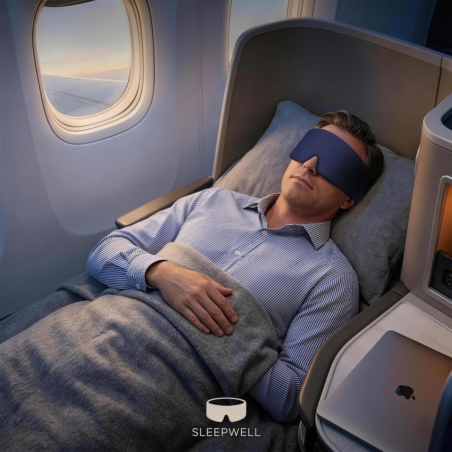 TongTuo Sleep Mask for Men, Blackout Eye Mask for Sleeping, Hypoallergenic Ultra-Lightweight Full Coverage Blindfold with Quiet Adjustable Strap, Reversible & Cooling – for Airplane Travel
