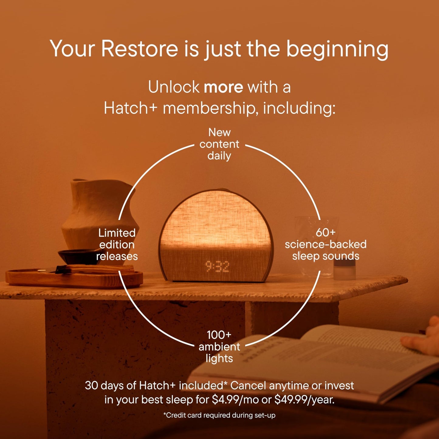 Hatch Restore 3 Sunrise Alarm Clock, Sound Machine, Smart Light (Cocoa) - White Noise, Screen-Free Sleep Routine
