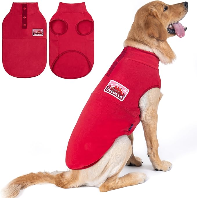 cyeollo Dog Sweaters for Large Dogs, Pullover Dog Fleece Jacket Turtleneck Christmas Sweatshirt Stretchy Lightweight Warm Winter Clothes Boy Girl, Red XXXL