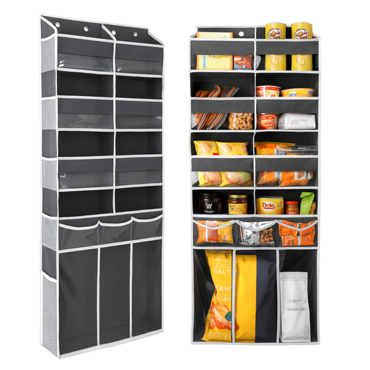 EZVERY Extra Large Over The Door Organizer with Clear Pockets - 8 Compartments & XL Bottom Storage, Heavy-Duty Hanging Organizer for Bathroom, Bedroom, Closet (57 Inch Height).