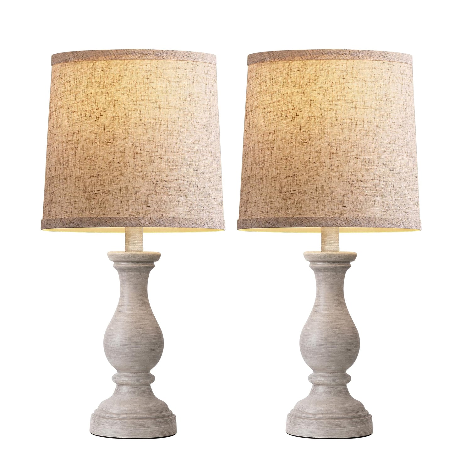 Seealle Farmhouse Table Lamps Set of 2 - Rustic Bedroom Lamps for Living Room, 22" Boho Bedside Lamp for Night Stands End Table Office Desk Lamp Nightstand Clearance Decorating with Linen Shades