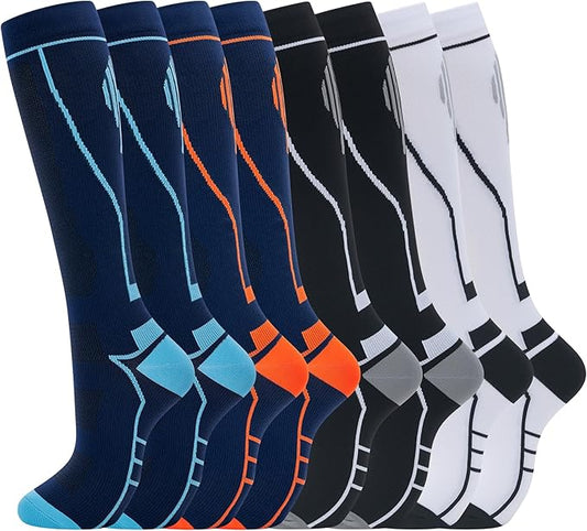 hello momoya Compression Socks for Women Men Circulation Knee High 8 Pairs for Nurses, Running, Travel, Athletic
