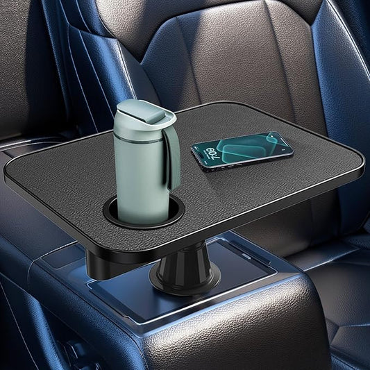 Car Tray& Car Desk for Laptop,Dual 360° Rotating,Anti Slip Leather Surface,Steering Wheel Tray,Car Accessories- Compatible with Tesila Model Y/3/S, Forrd F150/Explorer/Maverick/Most Vehicles(Black)