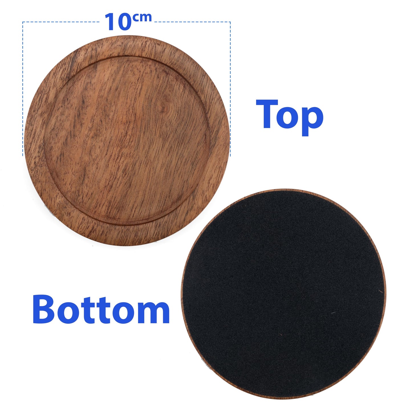 Acacia Wood Round Coasters Set of 6 with Holder – Absorbent Drink Coasters for Coffee & Dining Tables, Farmhouse Home Decor Bar Accessories, Housewarming Gift