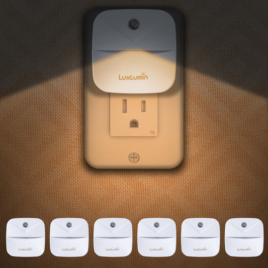 LuxLumin LED Night Lights Plug into Wall with Dusk-to-Dawn Sensor, Automatically Turn on and Off,Night Light for Kids,Bedroom,Bathroom,Stairs,Warm White, 6 Packs