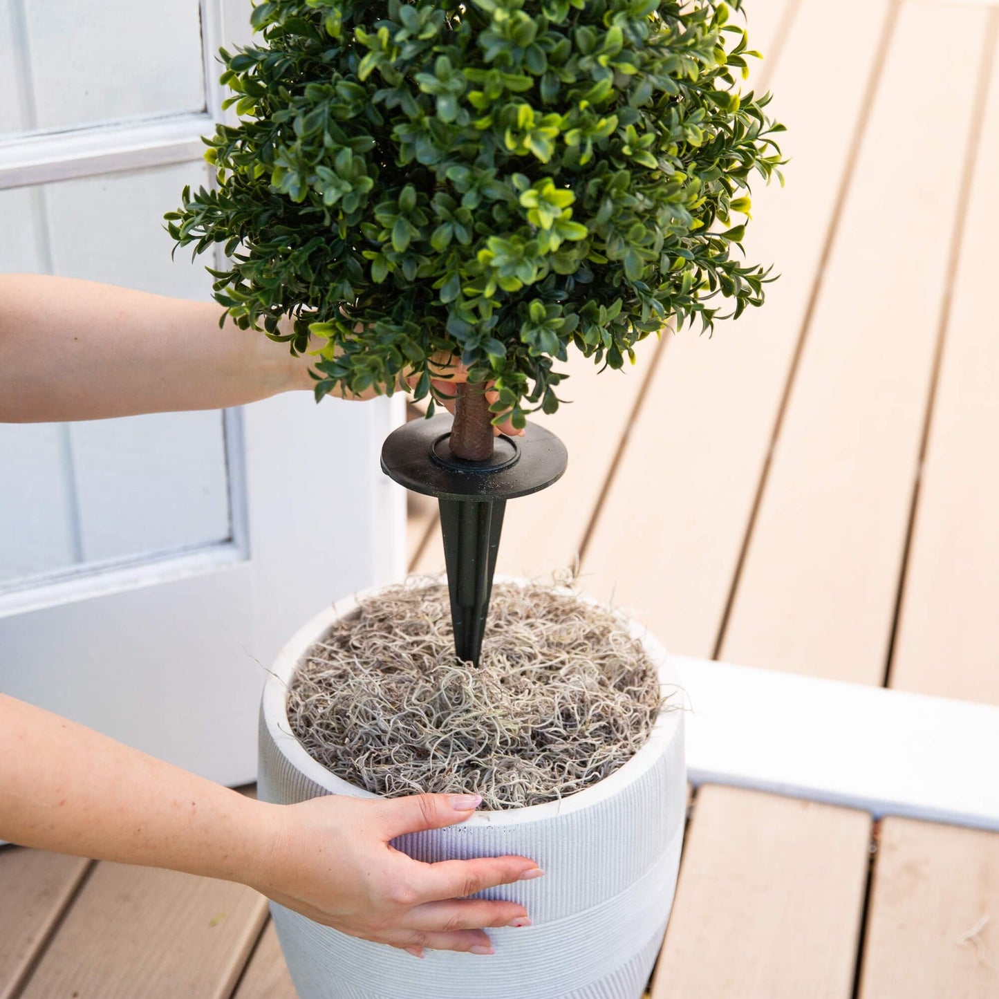 Nearly Natural 2.5ft Artificial Boxwood Topiary Plants 2-Pack with UV Resistant Ground Stakes for Indoor Outdoor Home Decor and Garden Decoration