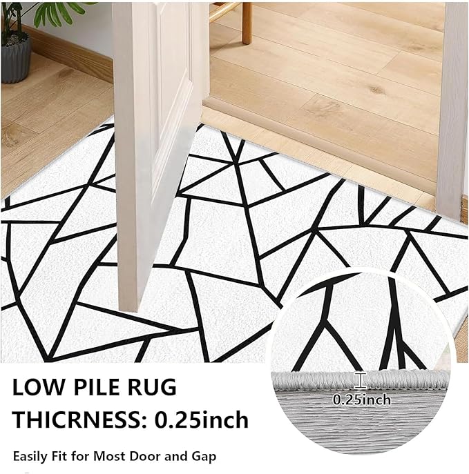 White and Black Rug - Black and White Rug, Geometric Area Rugs 6x8, Modern Abstract Rugs for Living Room Bedroom, Irregular Polygon Carpet Washable Non Slip Home Decor