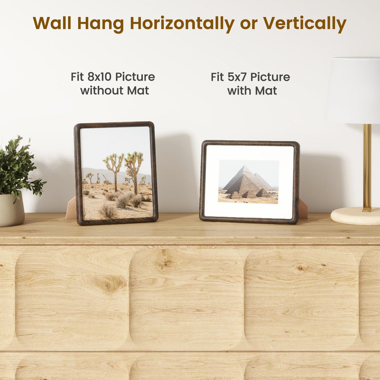 8x10 Picture Frame, Natural Solid White Oak Wood Photo Collage Frame with HD Tempered Glass, Rounded Corner Wooden Frame 8 x 10 Matted to 5x7, Gallery Wall Frames for Art, Wall or Tabletop Display