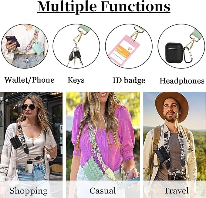 Crossbody Body Phone Holder for Women, New Phone Strap with Zippered Pouch, Adjustable Crossbody Strap (Lavender)