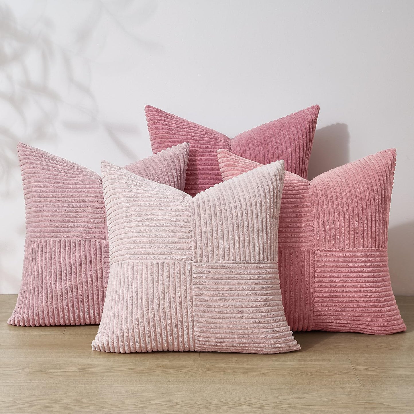 Topfinel Pink Throw Pillow Covers 18x18 Set of 4,Double-Design Decorative Throw Pillow Covers,Dustypink Soft Corduroy Home Decor Cushion Cases for Couch Living Room Bedroom and Sofa(45 * 45 cm)