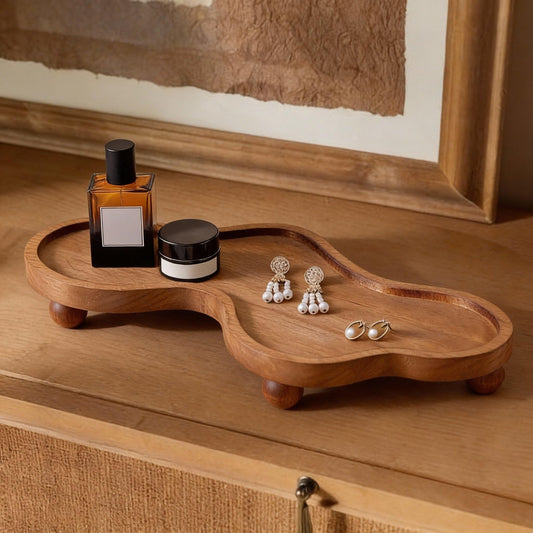 Uiifan Wood Cloud Perfume Tray Irregular Jewelry Decorative Bedside Tray for Nightstand for Women Trinket Dish Ring Holder Dish Room Aesthetic Decor Birthday Housewarming Gift(Brown)
