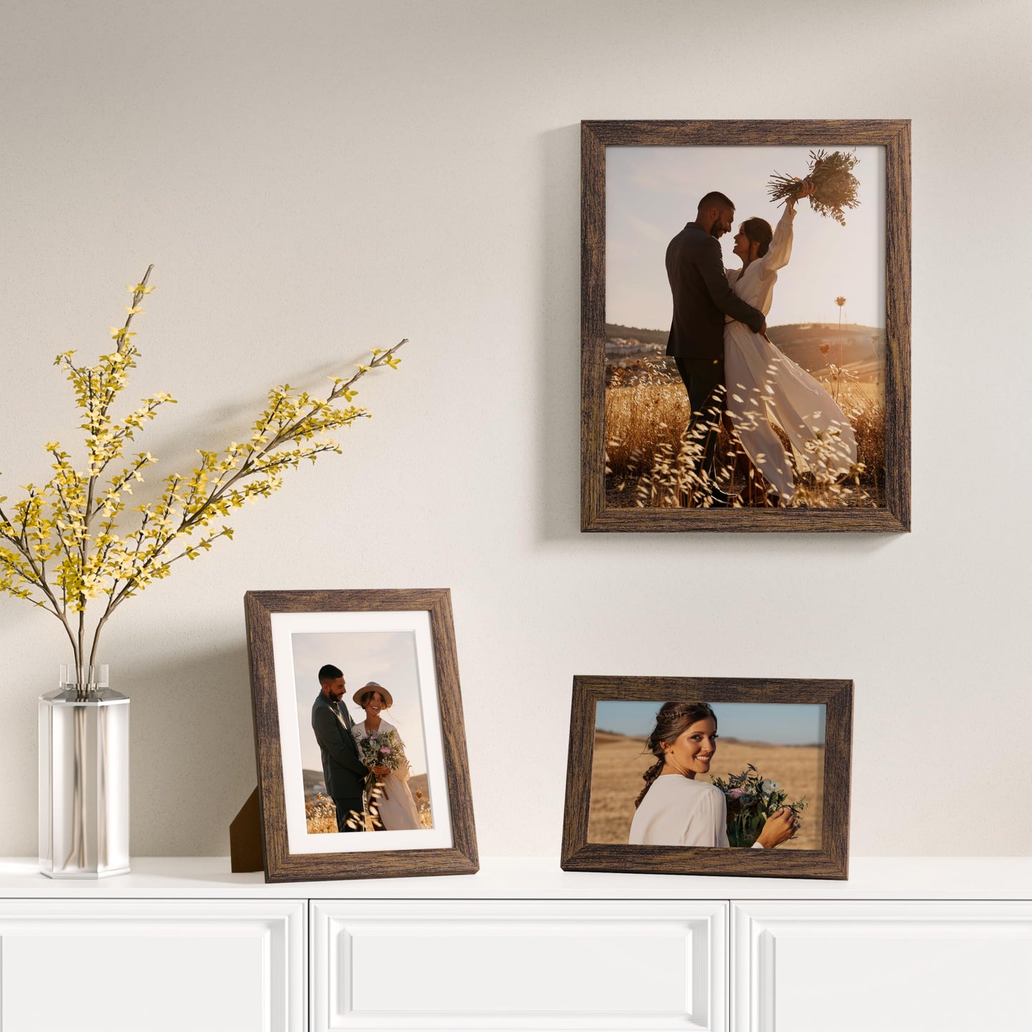 Vittanly 12 Pack Picture Frames Collage Wall Decor for Mounting or Tabletop Display, Gallery Wall Frame Set for Family, Multi Sizes Including 4pcs 8x10, 4pcs 5x7, 4pcs 4x6, Brown