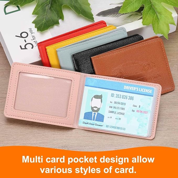 HARFINGTON Car Registration and Insurance Holder PU Leather Vehicle Glove Box Organizer Storage Accessories Car ID Holder with 2 Pockets for License ID Card Bank Card Documents, Red