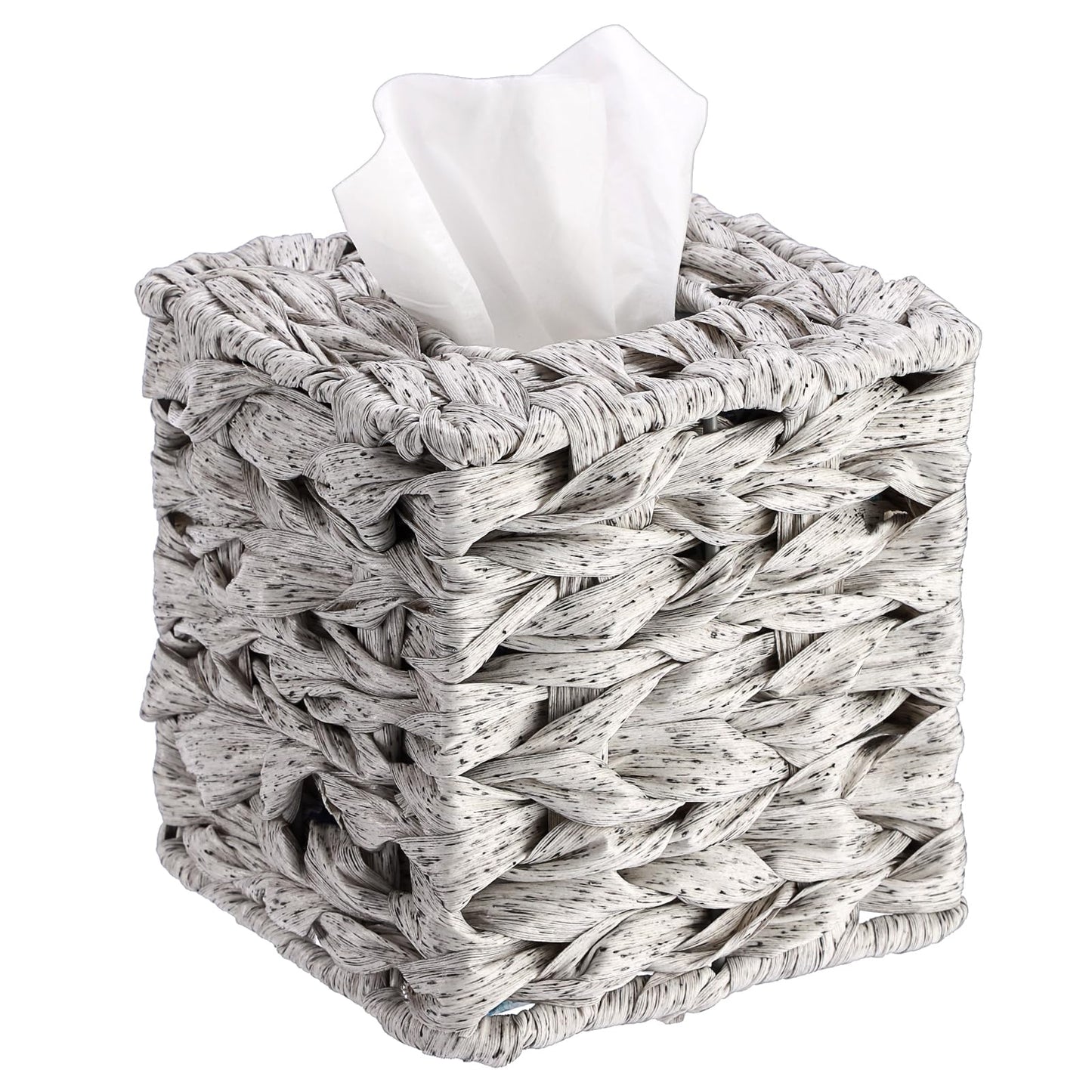 Sumnacon Wicker Tissue Box Cover, Square Tissue Box Holder, Hand Woven Facial Tissues Dispenser, Decorative Boho Tissue Box Organizer for Bathroom Bedroom Kitchen Office Table Desk Counter