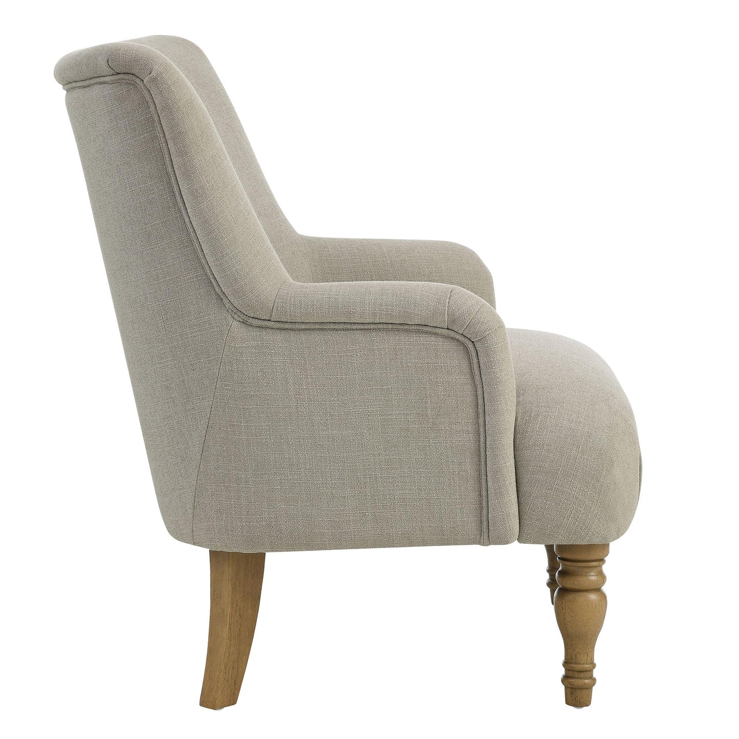 Modway Ellington Living Room Accent Armchair in Linen – Fabric Upholstered Reading Arm Chair with Wooden Legs – Modern Lounge Chair with French Piping Trim