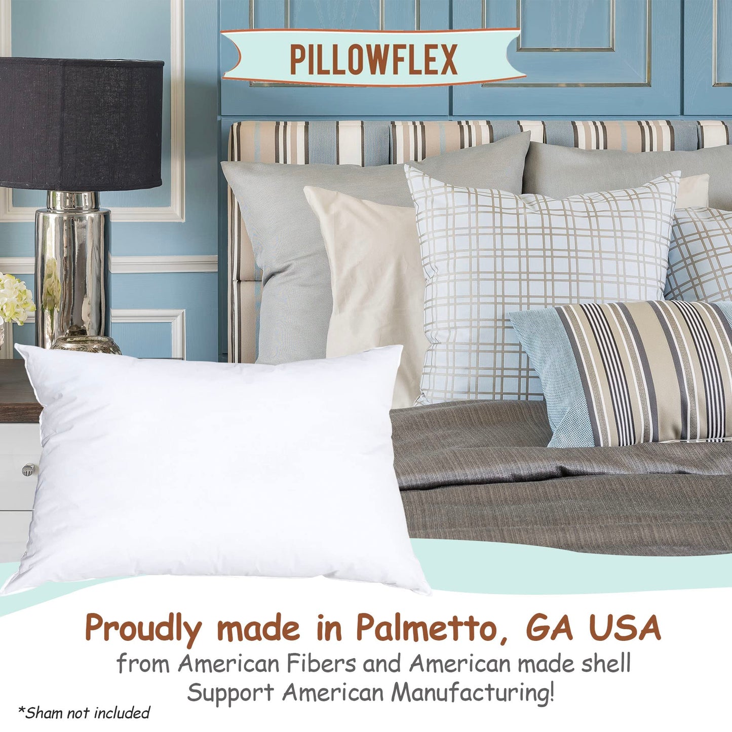Pillowflex Synthetic Down Pillow Insert - 22x28 Down Alternative Pillow, Ultra Soft Oversized Standard Bed Sleeping Pillow, Large Rectangle Sham - 1 Decorative Pillow Form
