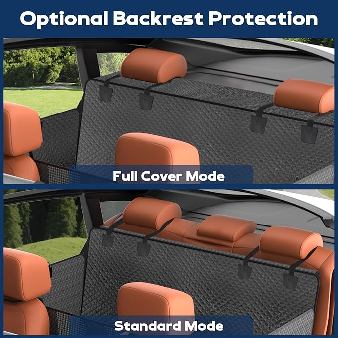 Tough Dog Car Seat Cover for Back Seat with Seatback Top Protection, Waterproof Hard Bottom Back Seat Extender for Dogs, Scratch Resistant Heavy Duty Dog Hammock for Truck Large SUV