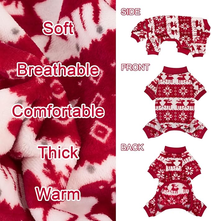 XPUDAC Christmas Dog Sweater Fleece Dog Pajamas for Small Medium Dogs Girl Boy Winter Puppy Clothes Holiday Puppy Onesie Cat Pjs Jammies, 2XL