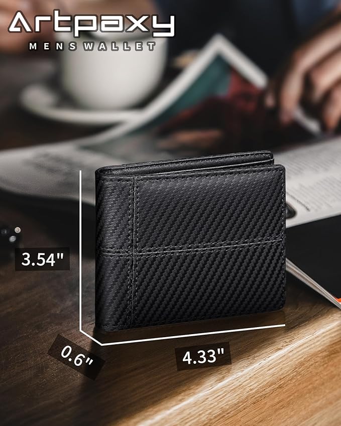 Artpaxy Mens Wallet Bifold Genuine Leather RFID Blocking Wallet for Men with 1 ID Window 13 Card Holders 2 cash pockets 1 Gift Box