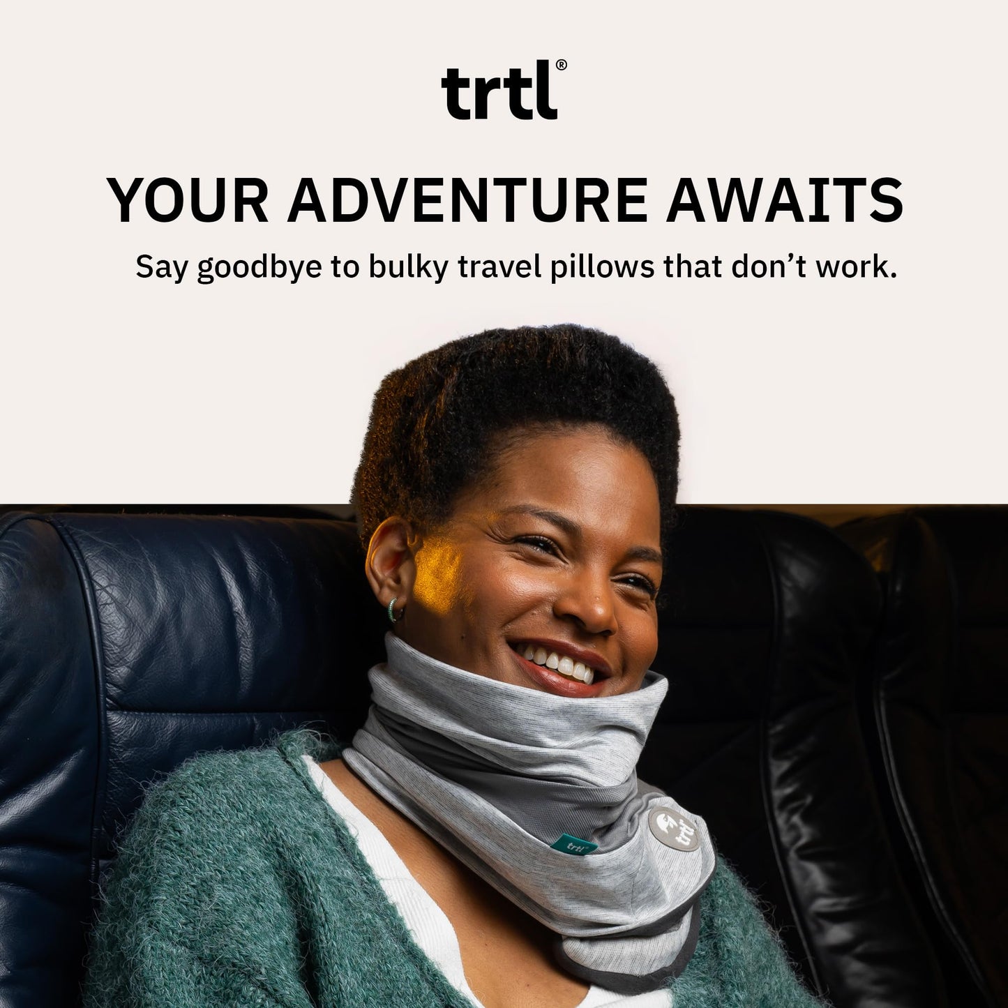 Trtl Pillow Plus - Airplane Neck Pillow for Traveling - Breathable, Adjustable Travel Pillow - Head and Neck Support in Airplanes, Cars, and Trains - Machine Washable - Charcoal