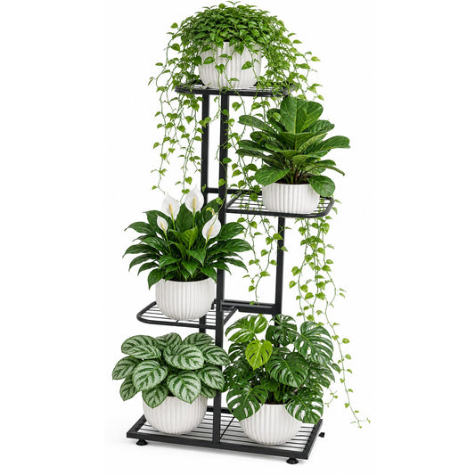 Phyluckny Tall Plant Stand Indoor Outdoor, Corner Metal Flower Pot Stands for Multiple Plants, 4 Tier Heavy Duty Plant Shelf for Patio Garden Balcony Living Room