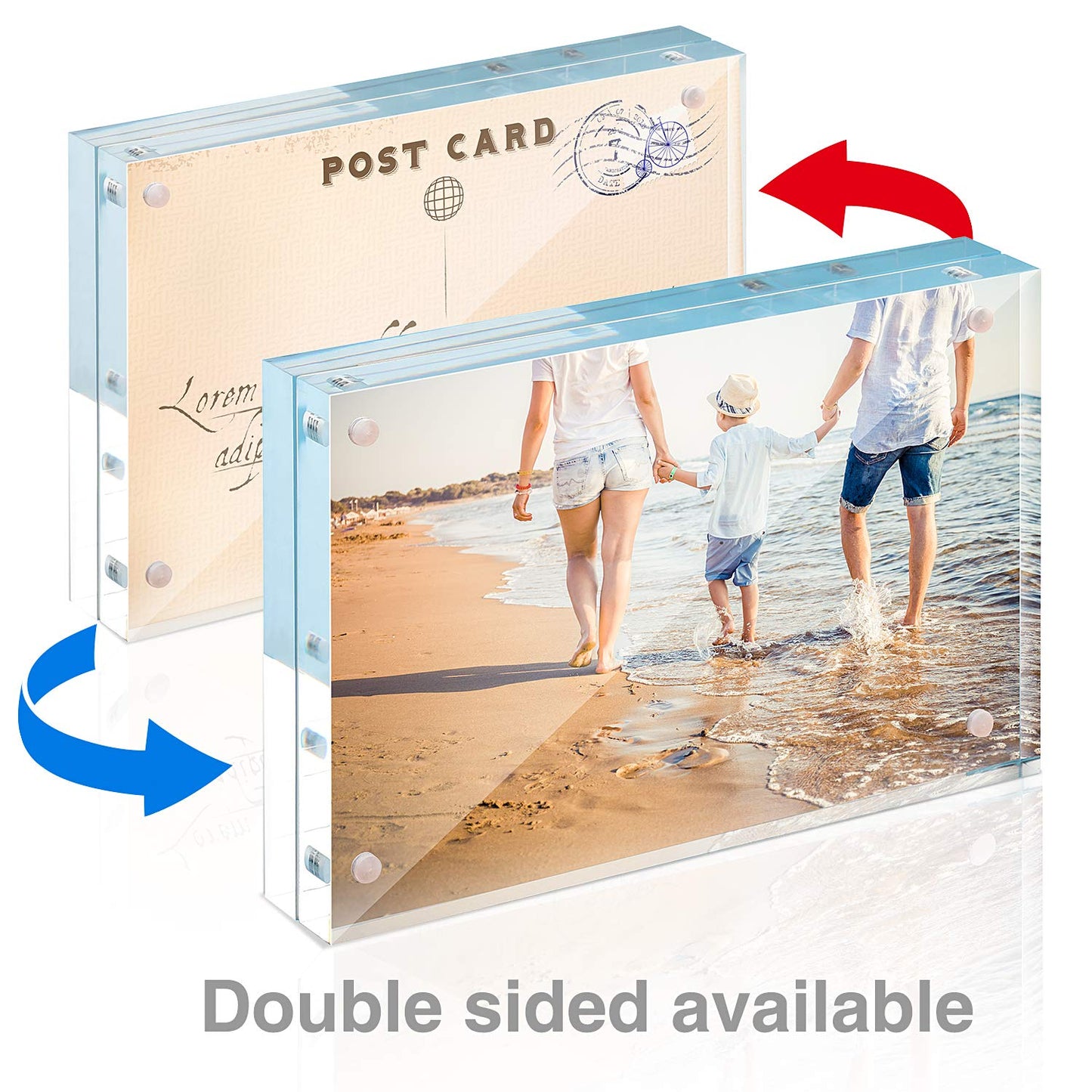 TWING 5x7 Acrylic Frame for Pictures, Clear Double Sided Acrylic Picture Frame with Microfiber Cloth, Picture Frame 5x7, 12 + 12MM Thickness Magnetic Photo Frame Desktop Frameless Display Gifts Ideal