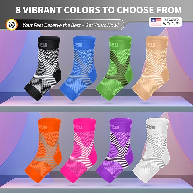 BLITZU Compression Socks for Plantar Fasciitis, Achilles Tendonitis, Arthritis Relief, Ankle Brace Compression Sleeve with Foot Arch Support, Ankle Wrap for Women, Men, Swelling & Heel Pain White XXL