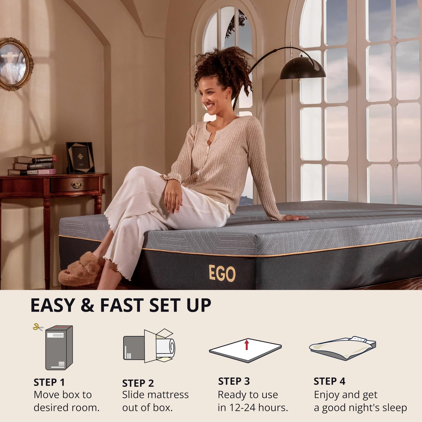 MLILY EGOHOME 12 Inch King Memory Foam Mattress for Back Pain, Cooling Copper Gel Bed in a Box, Foam Made in USA, CertiPUR-US Certified, Therapeutic Medium Firm, 76x80x12 Black