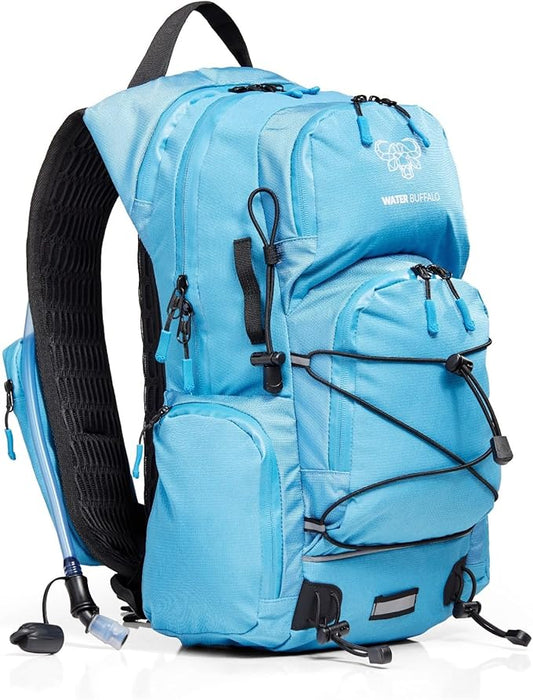 Water Buffalo Hydration Backpack - Sherpa 22L Hiking Backpack with Water Bladder - Water Backpack for Hiking with Waterproof Zippers, Phone & Pole Holders
