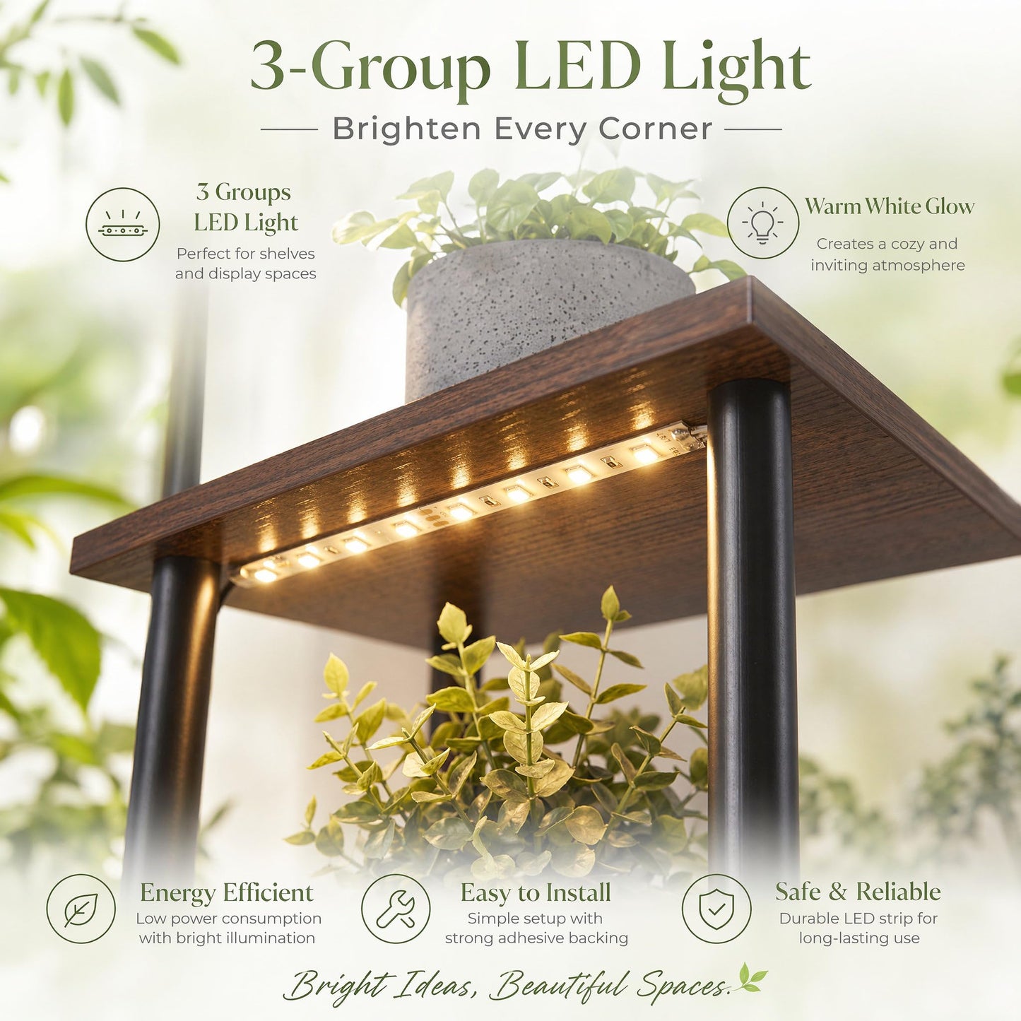 VonDream 5 Tier Plant Stand Indoor with Grow Light for Multiple Plants
