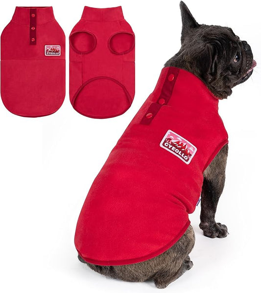 cyeollo Dog Sweaters for Medium Dogs, Turtleneck Stretchy Christmas Fleece Dog Jacket, Warm Lightweight Coat Winter Pet Clothes Boy Girl, Red XL