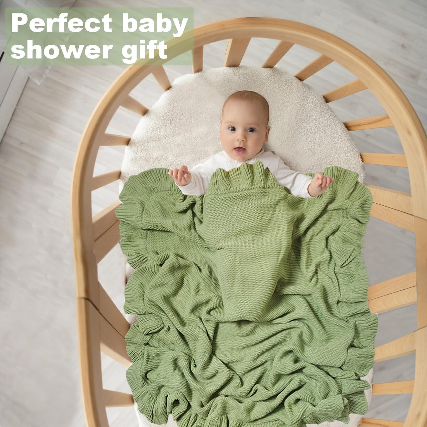 YCHWFF Knit Baby Blanket 40x30 for Boy & Girl Soft Swaddle Blanket (White)