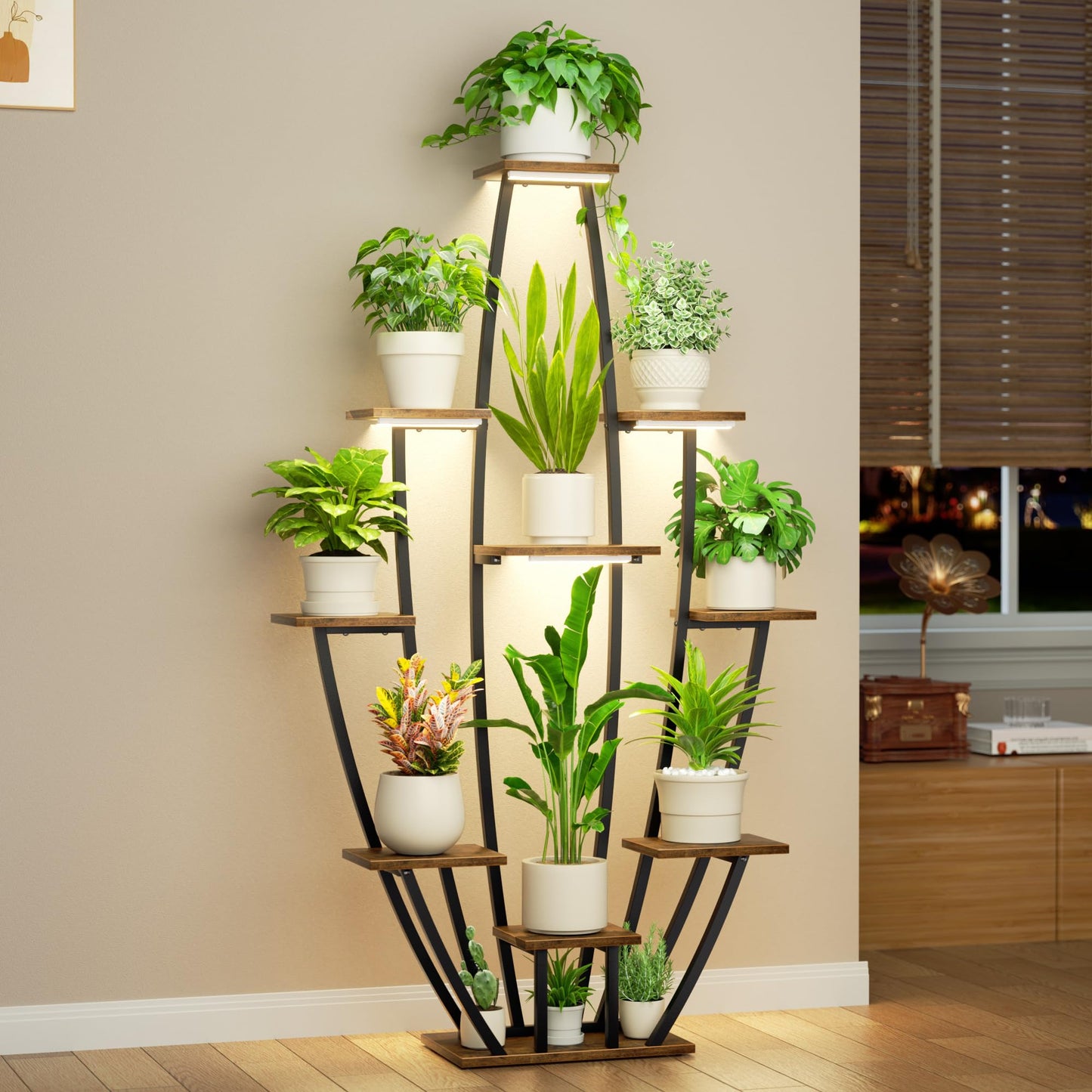 Plant Stand Indoor with Grow Lights - 10 Tiered Tall Plant Shelf Indoor, 59" Large Plant Stands for Indoor Plants, Metal Corner Flower Holder Rack Display for Living Room Patio Garden Balcony Home