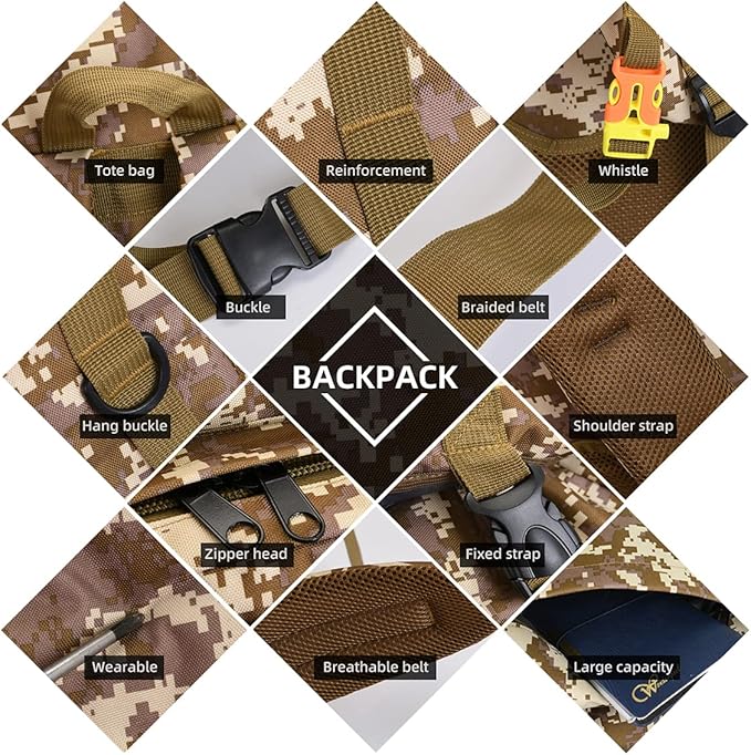 HongXingHai 100L Camping Hiking Backpack,Molle military Tactical rucksack backpack,Waterproof Lightweight Hiking Backpack (Black)