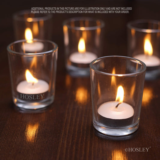 Hosley Set of 12 Glass Votive/Tealight Candle Holders – Clear Decorative Cups for Weddings, Table Centerpieces & Home Décor – Fits Tealight & Votive Candles
