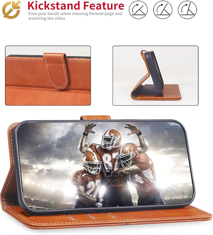 CIVICASE for iPhone 17 Pro Max Wallet Case,PU Leather Flip Case RFID Blocking Credit Card Holder Folio Magnetic Stand TPU Shockproof Cover Compatible with iPhone 17 Pro Max, Brown